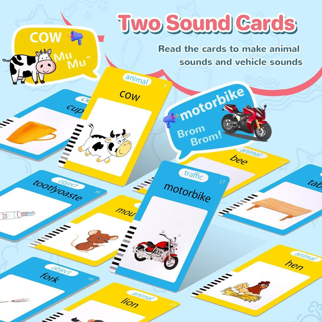 AHJ Talking Flash Cards 224 Words Montessori Speech Toy