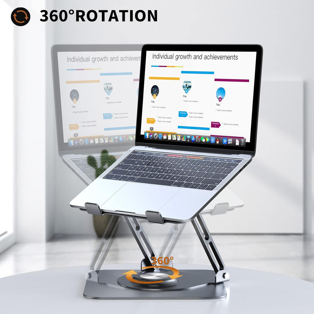 JOYEKY 360 Rotating Adjustable Aluminum Laptop Stand Grey